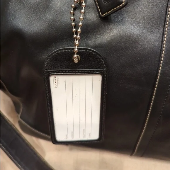 Coach Black Leather Laptop Briefcase with Design and Silver Accents - Picture 7 of 7